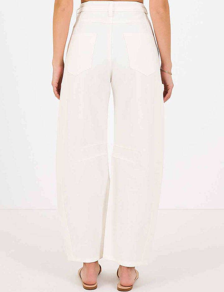Ladies Mid Rise Wide Leg Barrel Jeans SKP522: Denim Blue / XS