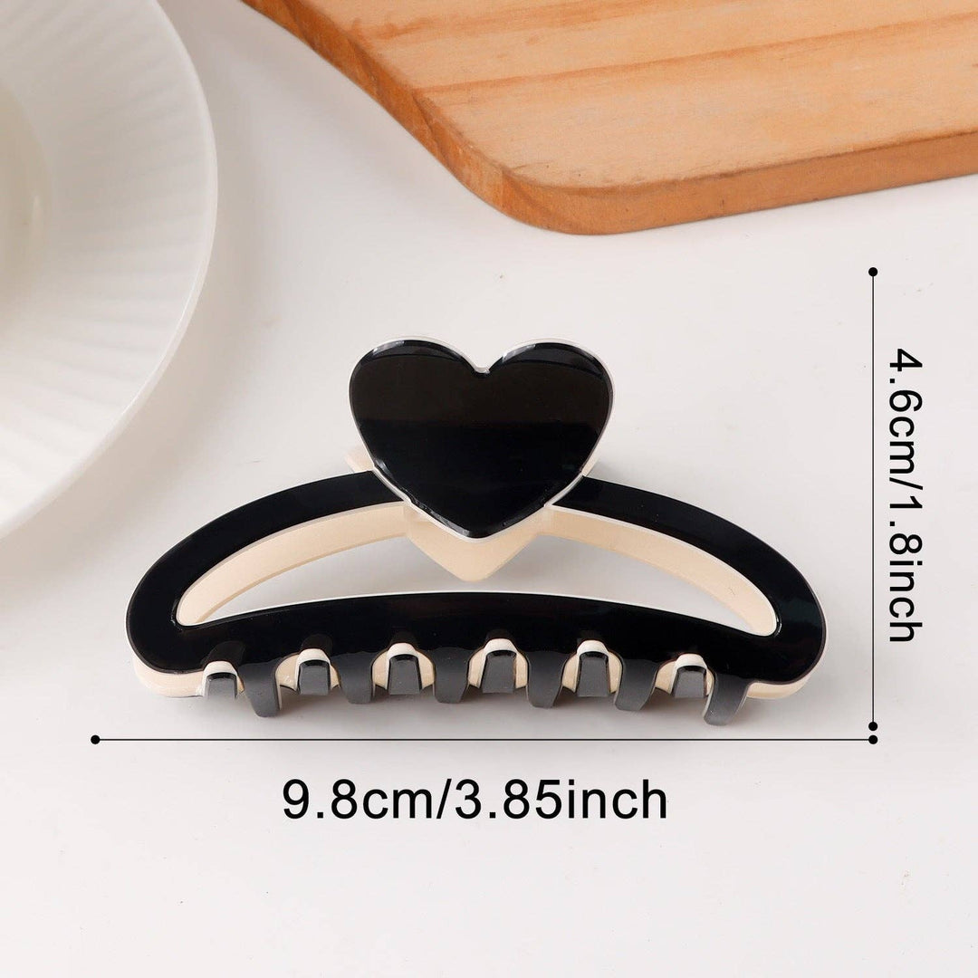 Valentine Heart Colorblock Hair Claw Clip for Women: Red / 5.9CM