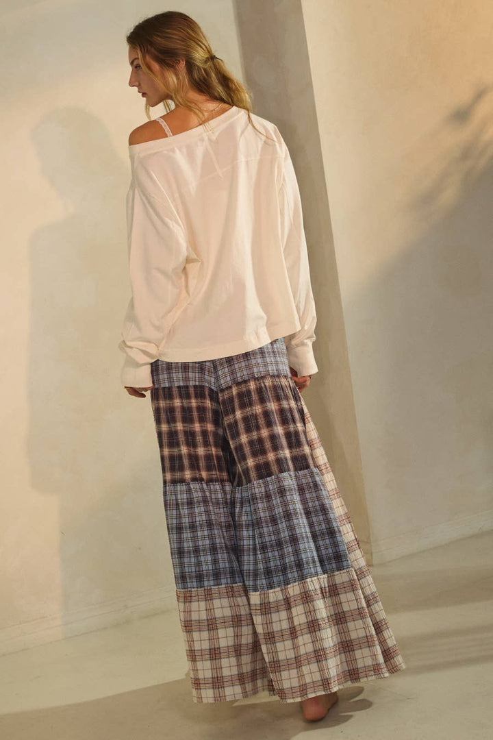 Relaxed Patchwork Pants Blue