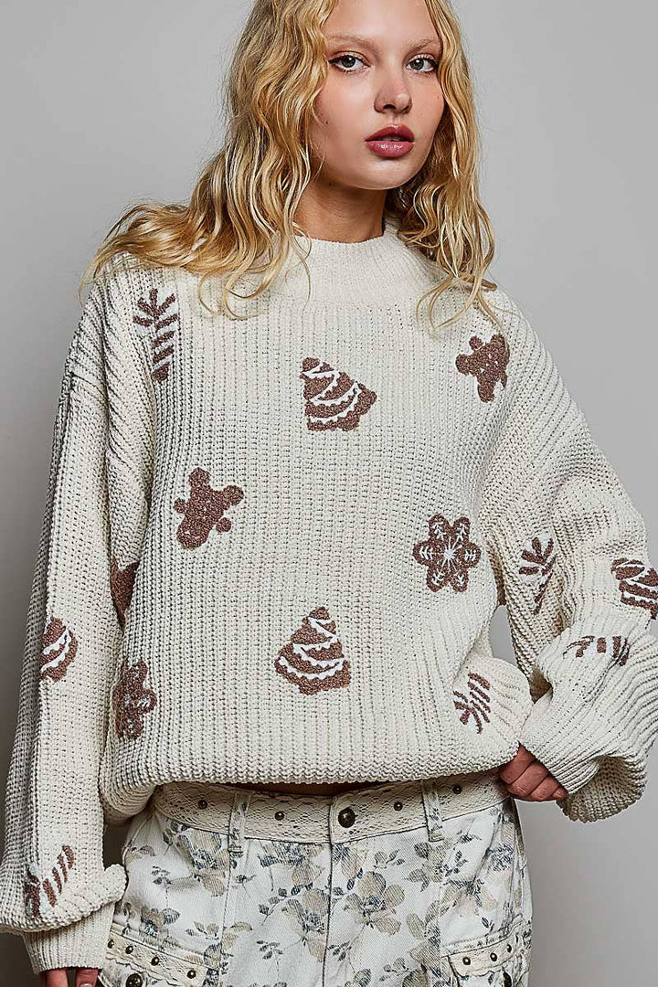 Christmas-Inspired Cozy Chenille Sweater Cropped Fit Top