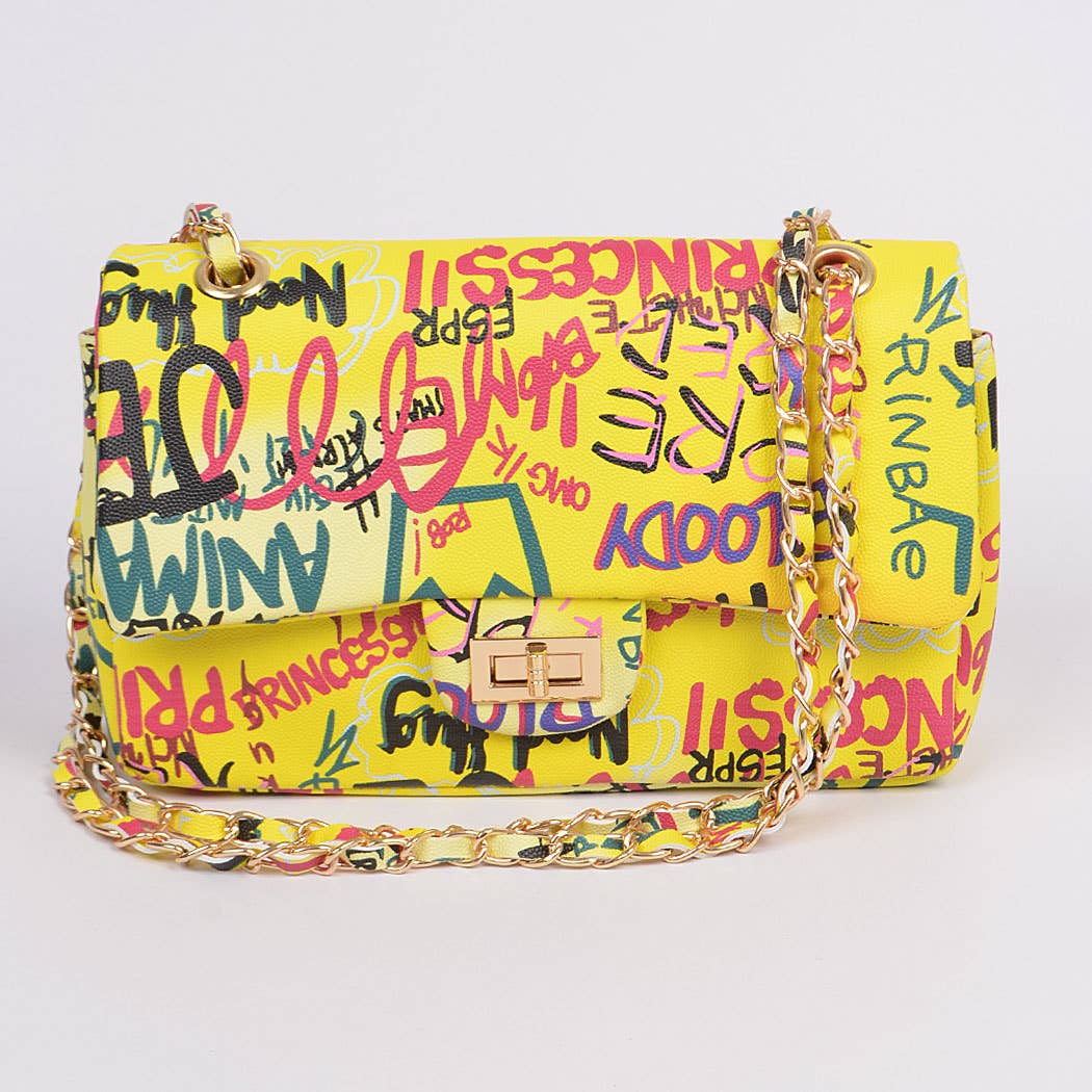 Graffiti Gradiating Clutch: Burgundy