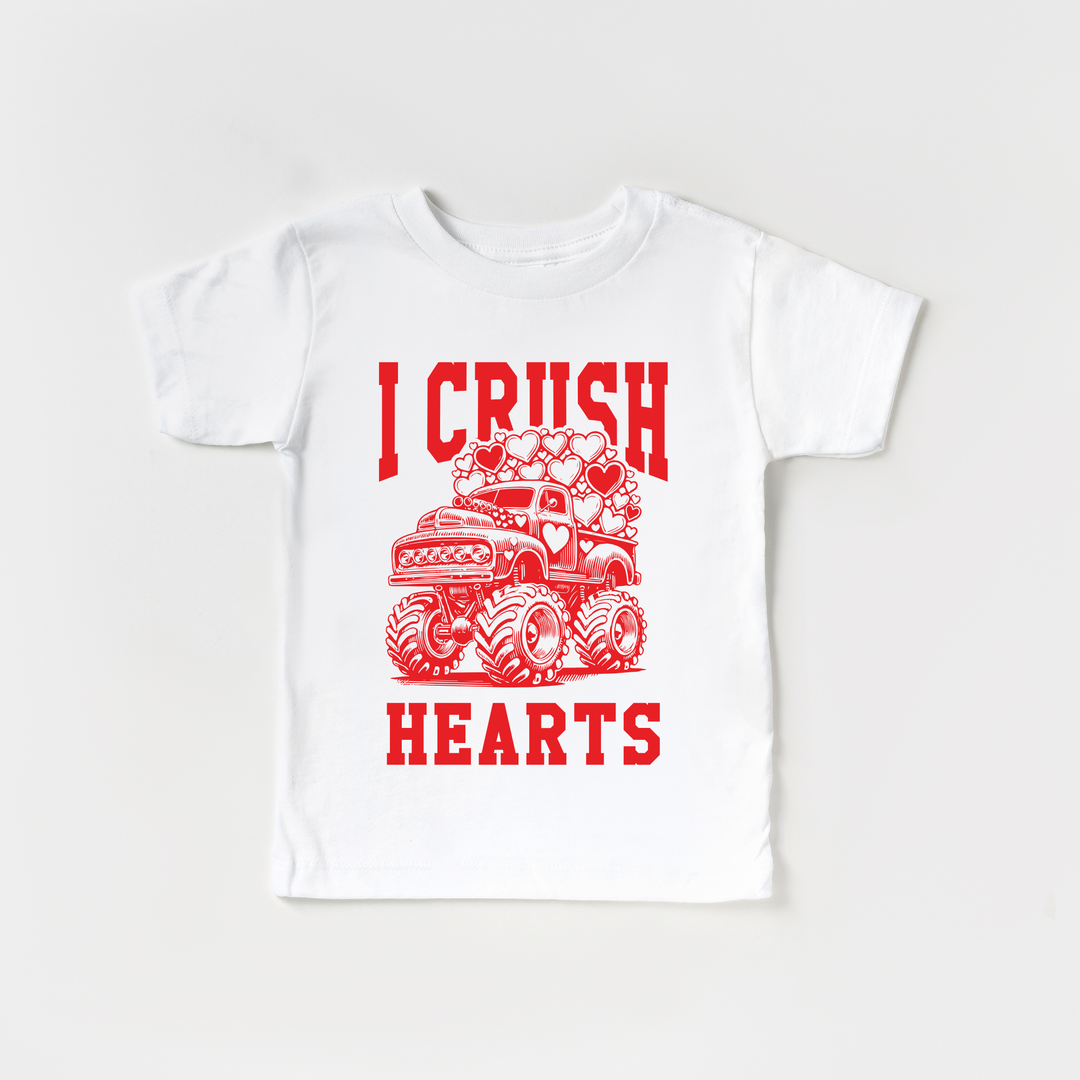 I Crush Hearts Monster Truck Valentines Day Kid Shirt    : Natural