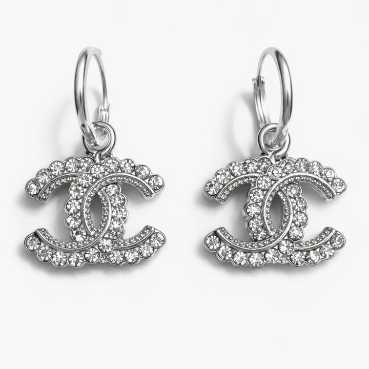 CC Silver Hoop Earrings