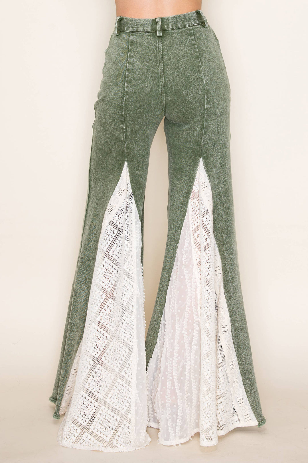LACE DETAIL WIDE LEG JEANS