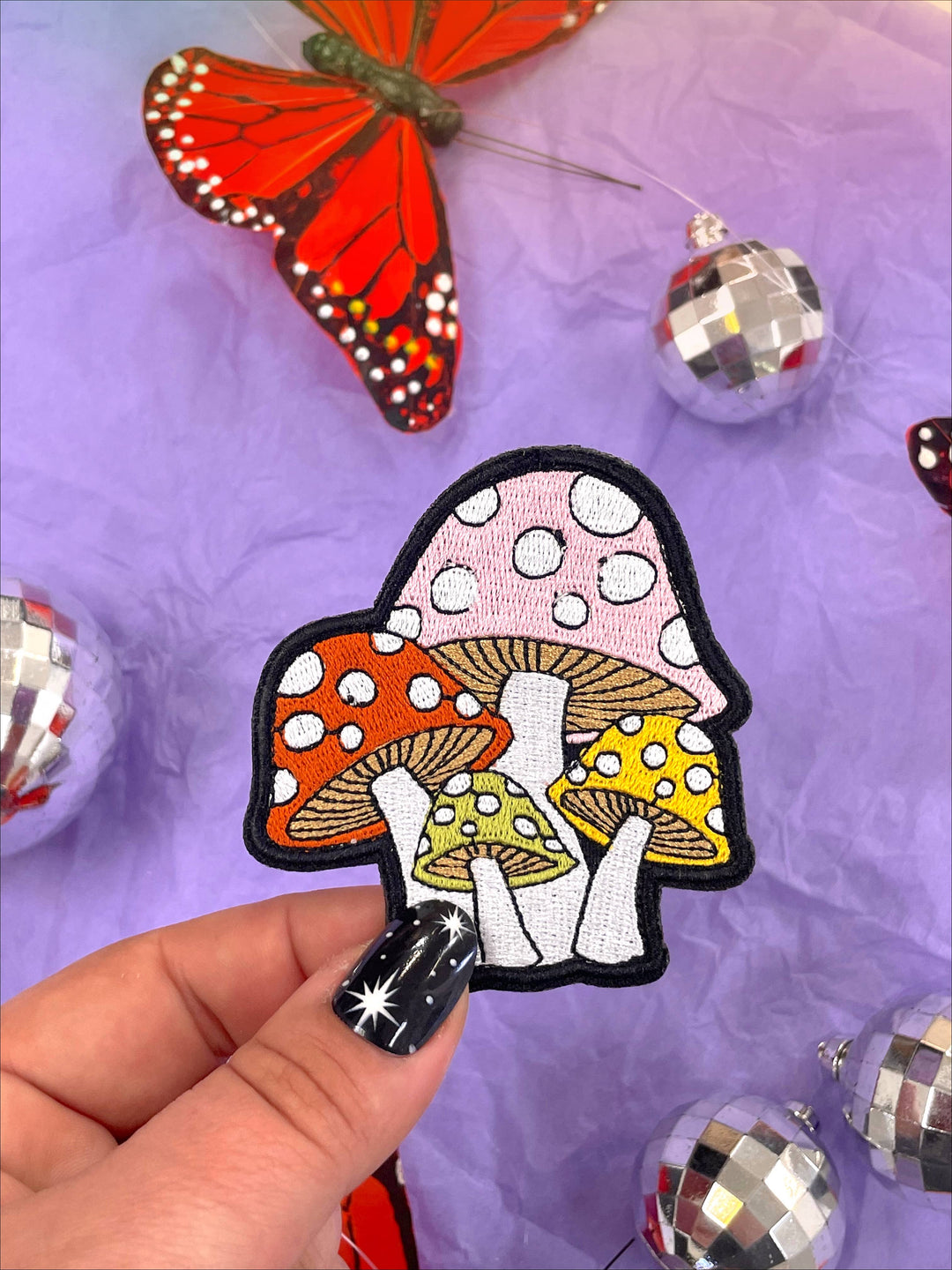 Mushroom Iron-On Embroidered Patch, Cute, Trendy Patches