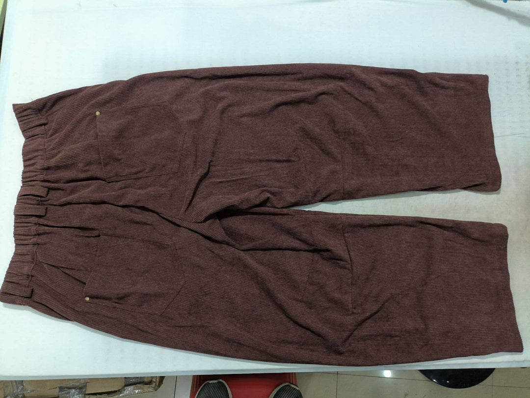 Western Ankle length corduroy barrel pants: Charcoal / S