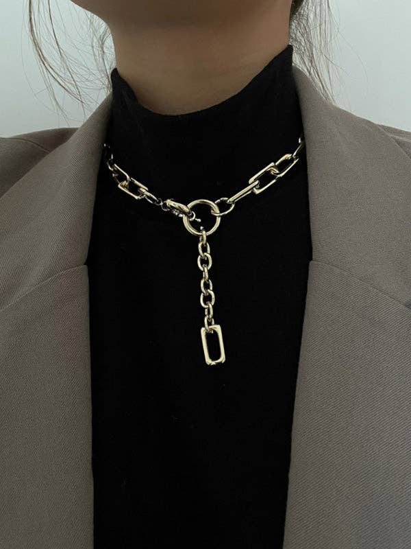 Simple Normcore Chain Necklace: SILVER/ FREE SIZE