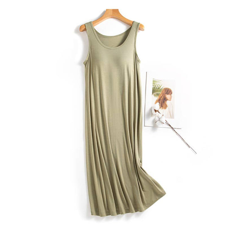 Daily built-in bra tank dress lounge sleeveless dress: LightPink