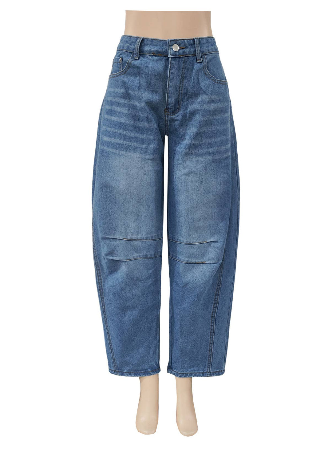 Slouchy Curved leg shape Barrel Jeans: Black