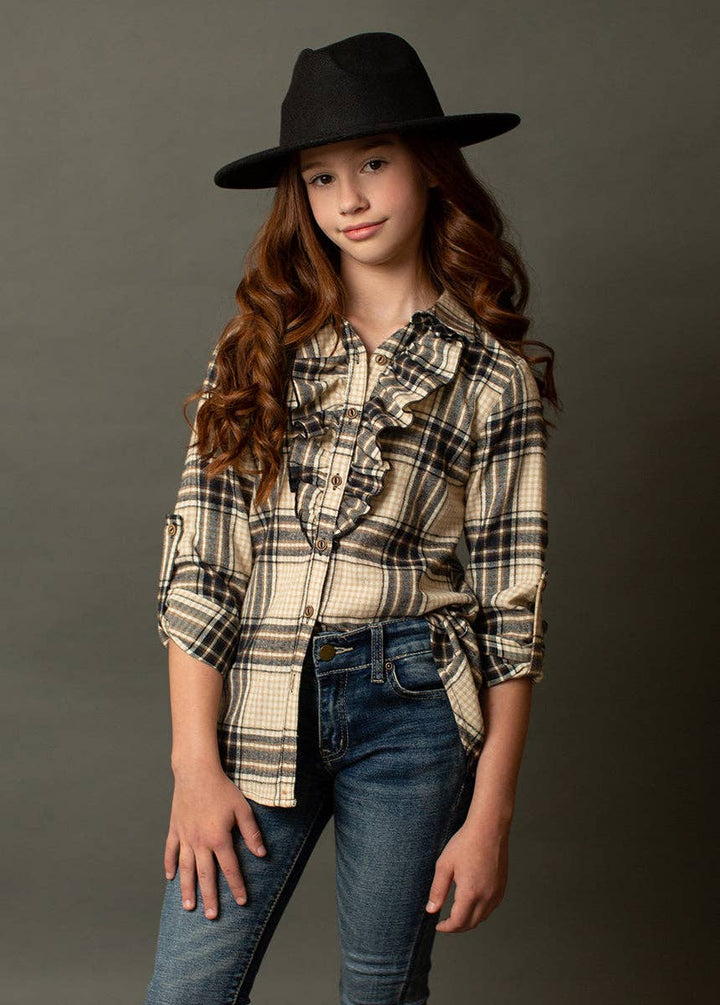 Kendall Top in Neutral Plaid