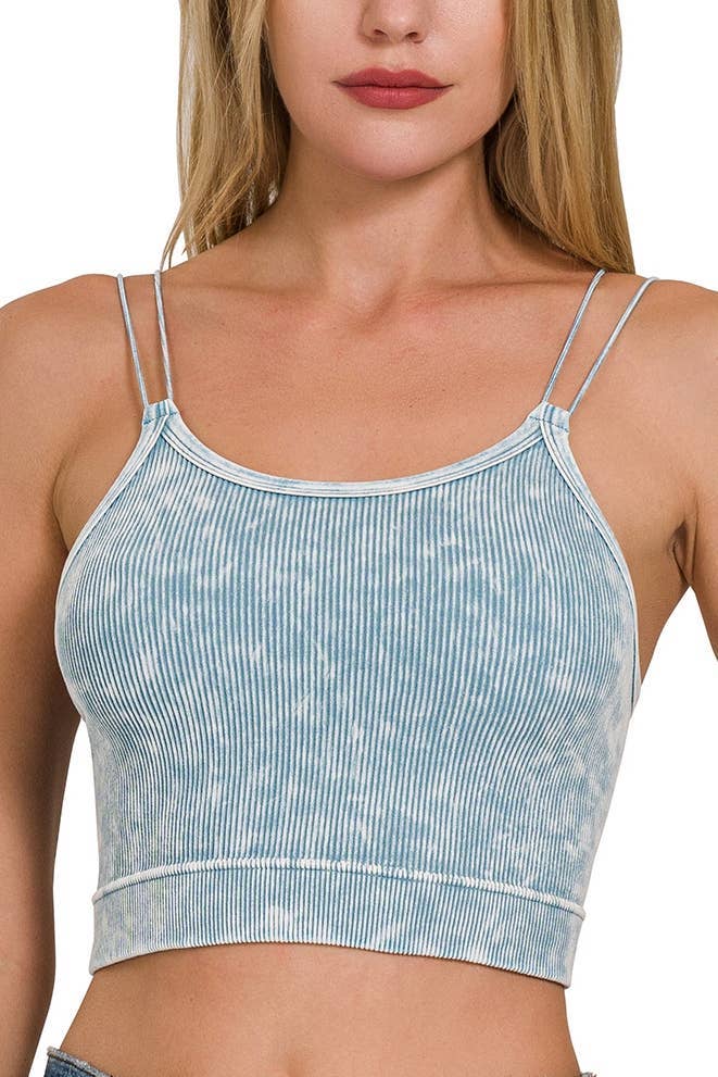 Washed Ribbed Seamless Double Strap Brami