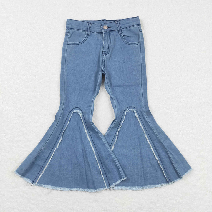 Sibling Baby Girls Blue Leopard Bell Bottoms Denim Jeans
