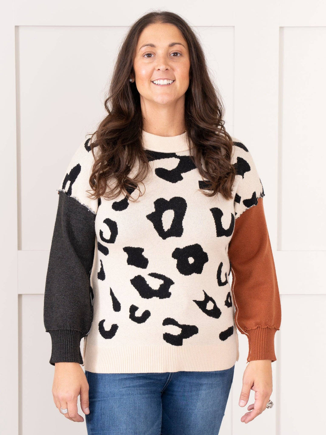 Mom & Me Tan Leopard Mock Neck Sweater: Girl / XL(5yrs)