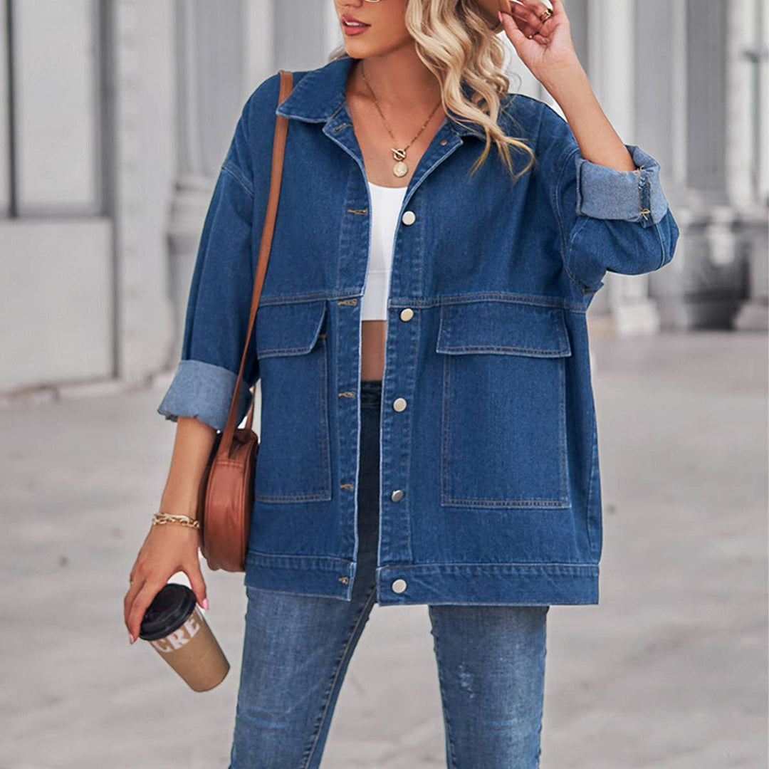 Vintage Loose Denim Jacket for Women Black/Grey