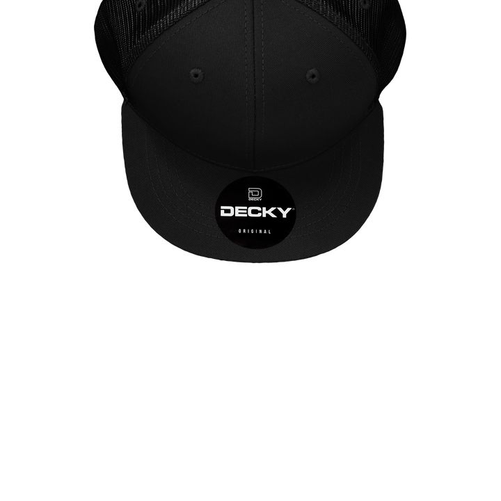 Decky 5010 - Kids Youth Trucker Hat, Flat Bill Snapback - 50: Black