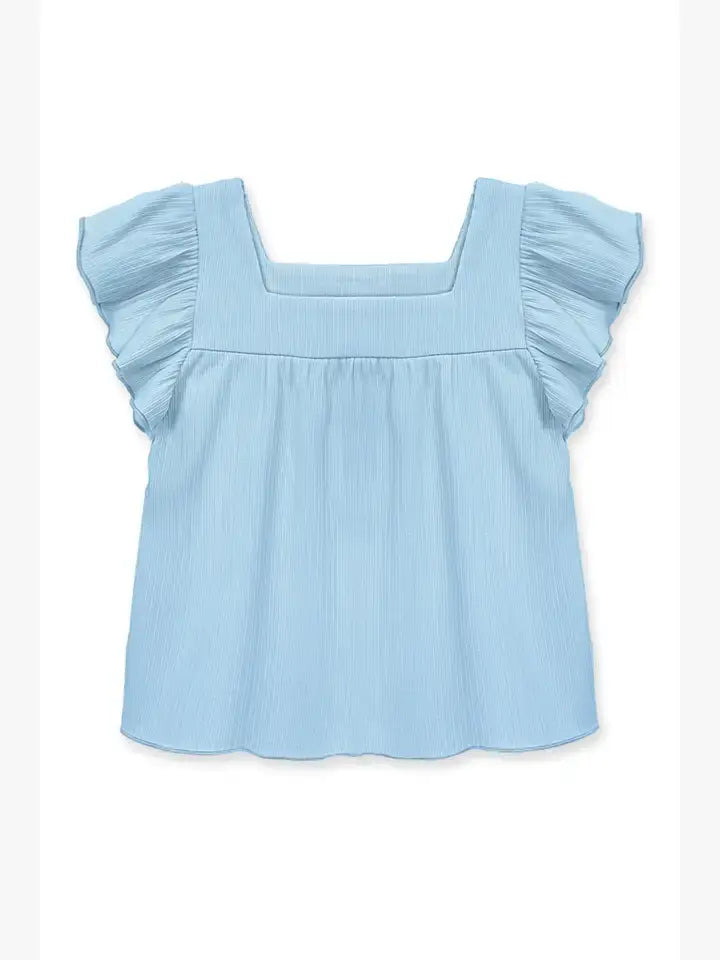GKT-Q24-319B-G2 Girl's Fashion Top w/ Square Neckline: Tan