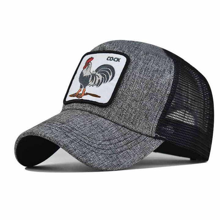 NEW ANIMAL EMBROIDERED BREATHABLE MESH TRUCKER HAT_CWAH1357: DARKGREY / (OS) 2