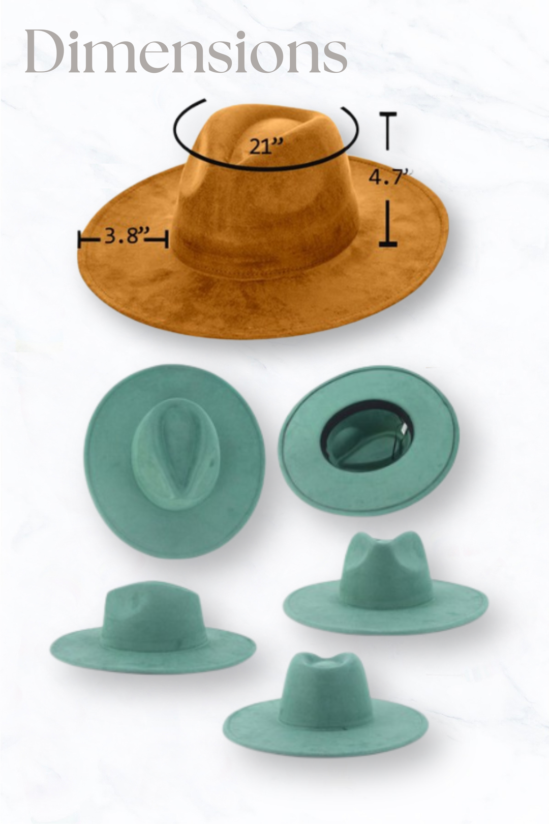 Suede Large Eaves Peach Top Fedora Hat: Stone Grey
