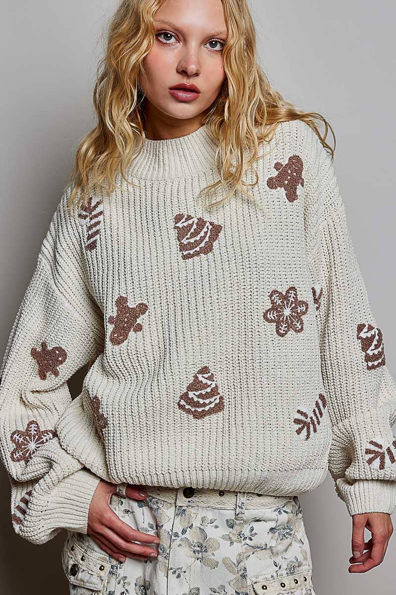 Christmas-Inspired Cozy Chenille Sweater Cropped Fit Top