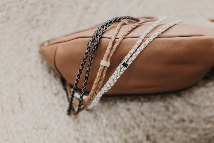 Genuine Leather Braided Hat Band: Black Brown