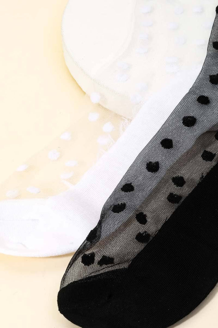 Polka Dot Mesh Socks: WH