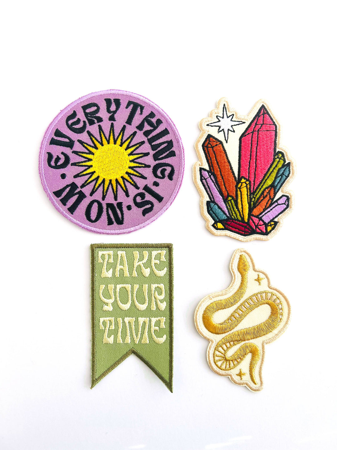 Metallic Gold Snake Embroidered Iron-on Patch, Trendy, Cute