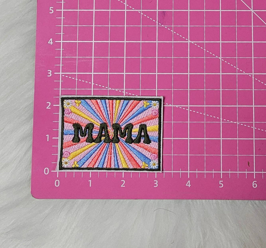 Retro Mama Floral Patch, Mama's Bestie Patch, Mommy and Me Embroidery On Patches: MAMA