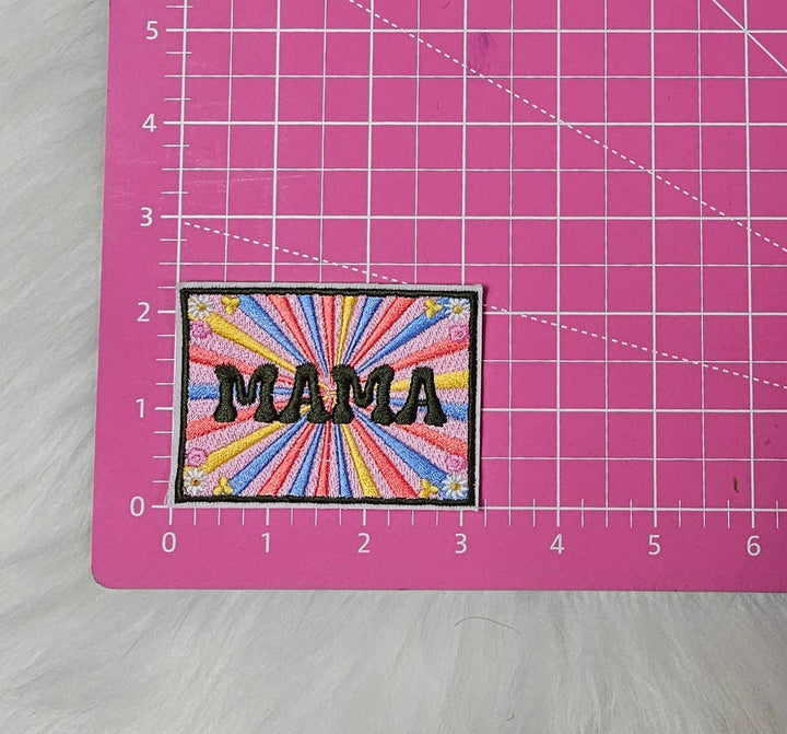 Retro Mama Floral Patch, Mama's Bestie Patch, Mommy and Me Embroidery On Patches: MAMA'S BESTIE