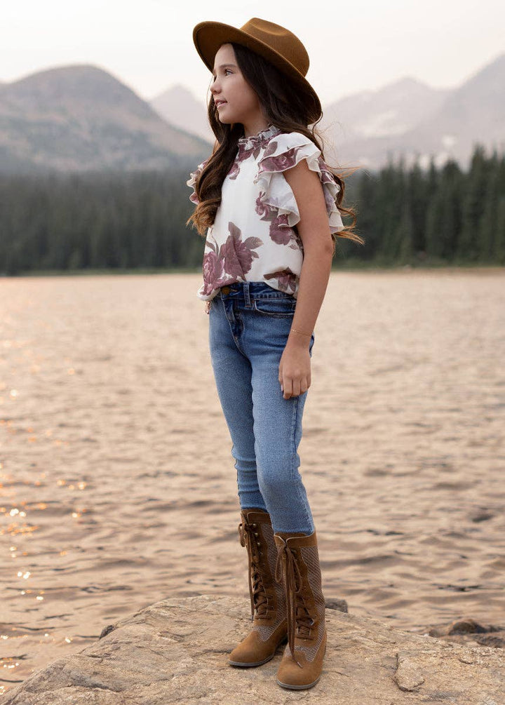 Isadora Top in Large Cream Floral