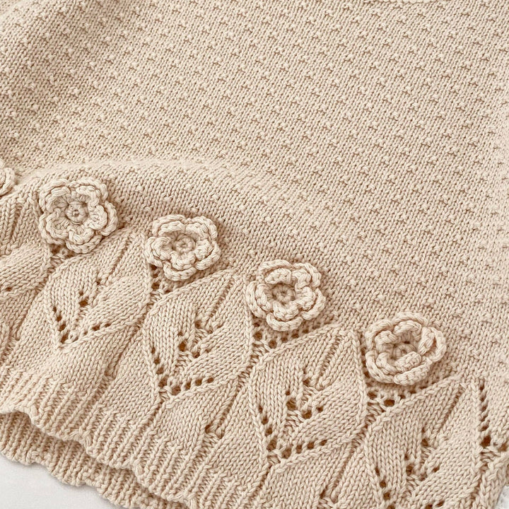 Baby Floral Knit Sweater with Ruffle Hem
