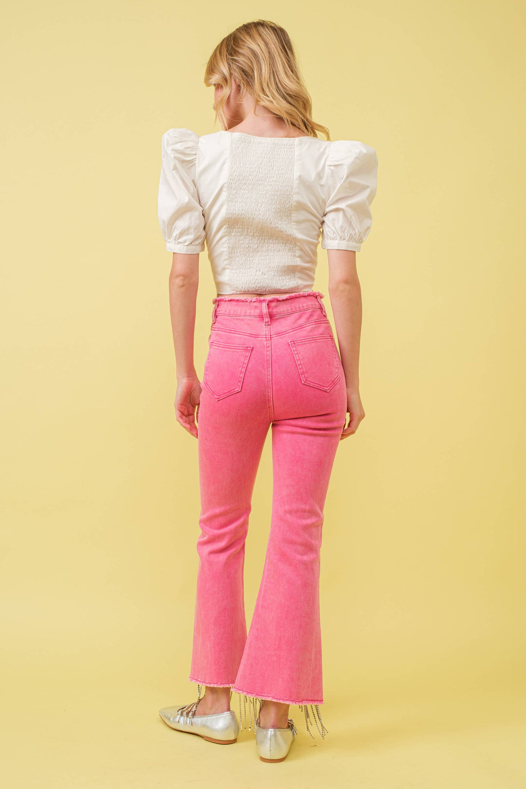 1365P - RHINESTONE FRINGE DENIM PANTS: BLACK / MEDIUM