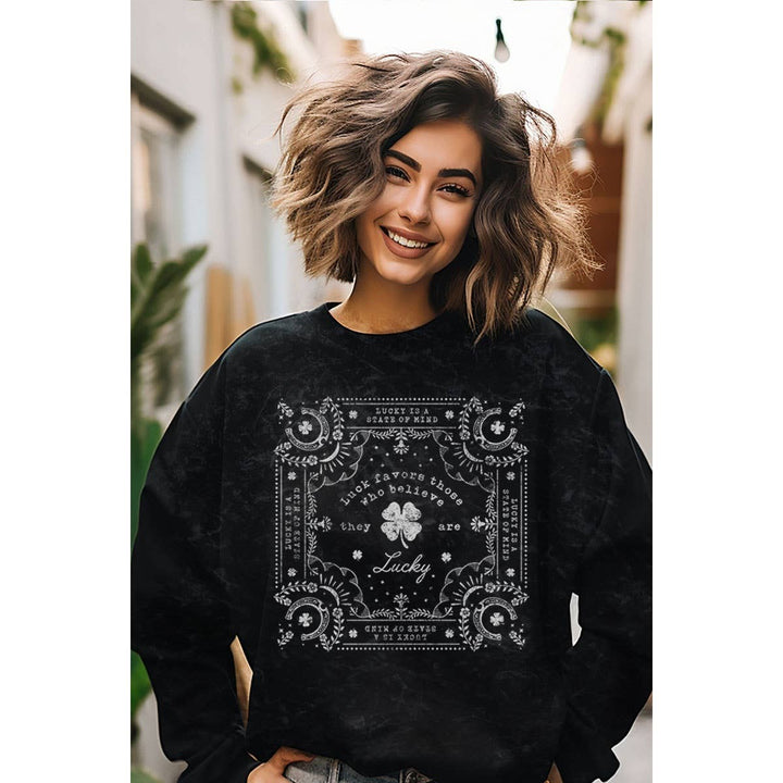 THEY ARE LUCKY MINERAL GRAPHIC SWEATWHIRTS: Mineral Olive / XL