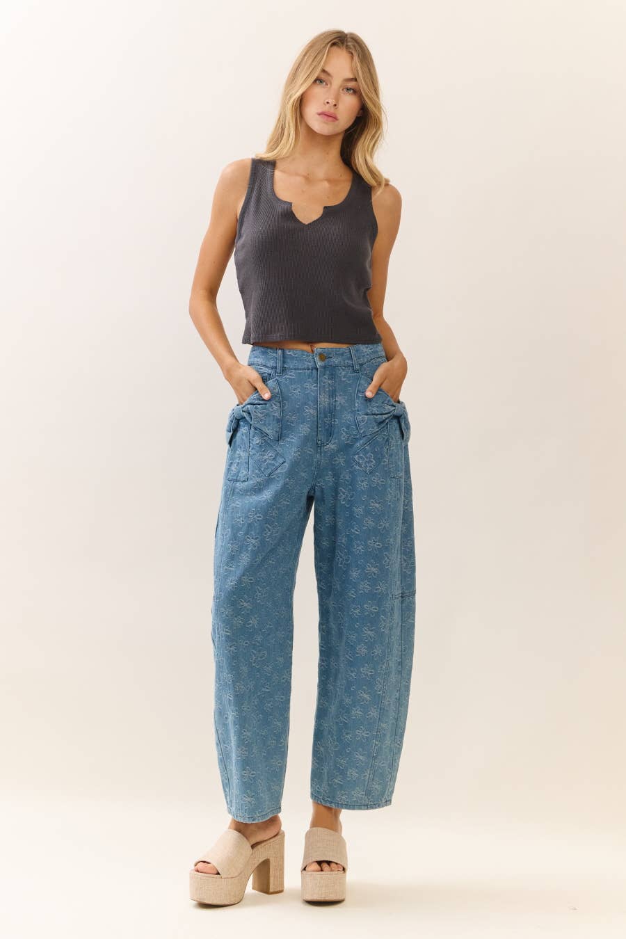 Washed Denim Pants