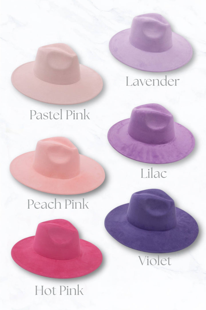 Suede Large Eaves Peach Top Fedora Hat: Stone Grey