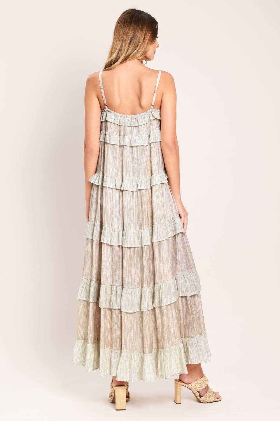 A textured woven midi dress