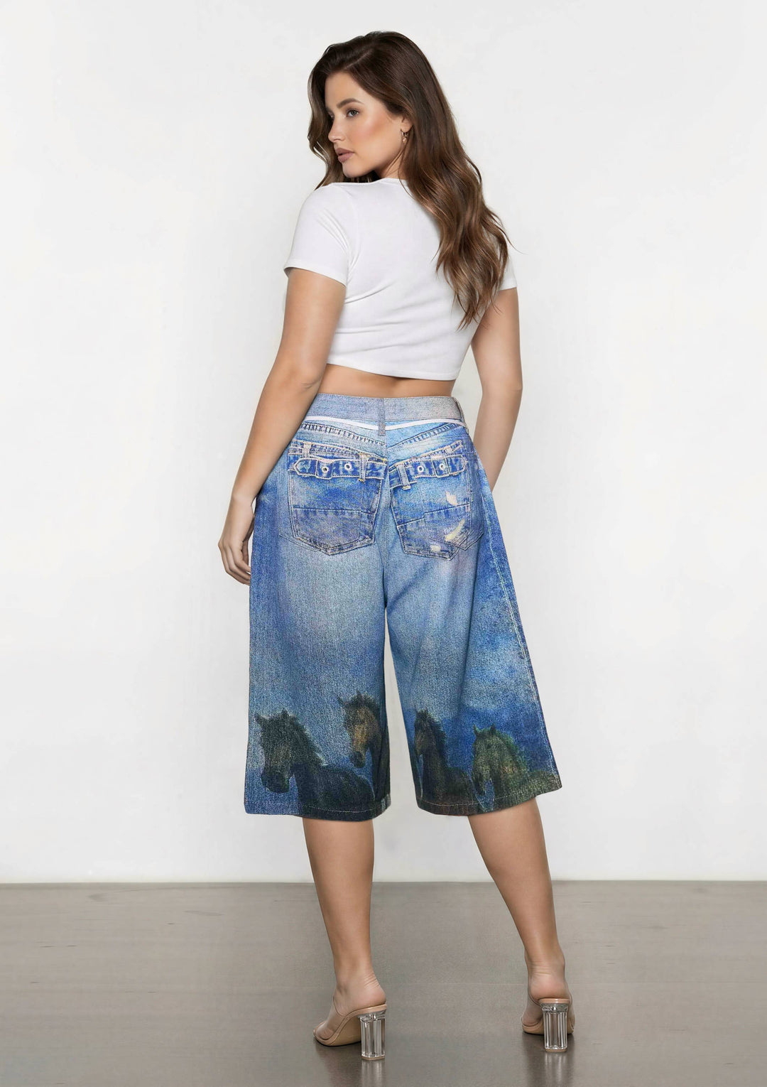 Digital Horse Print Jorts: Horse