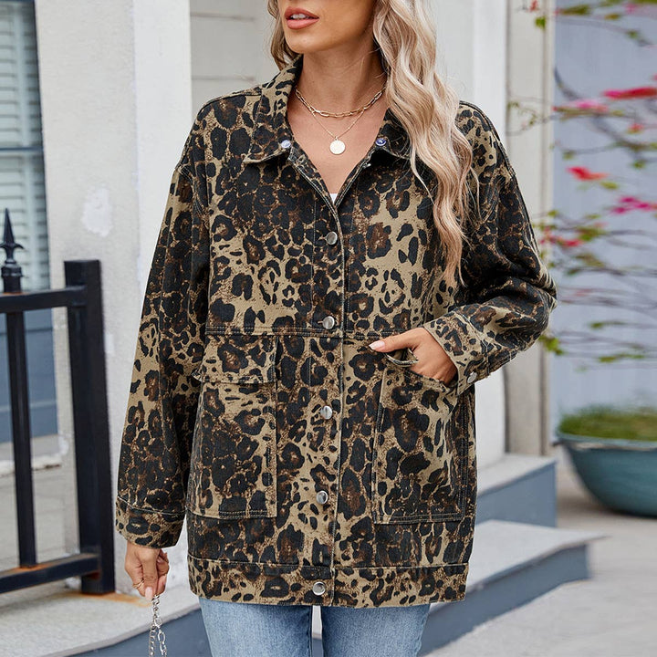 Vintage Loose Denim Jacket for Women Black/Grey