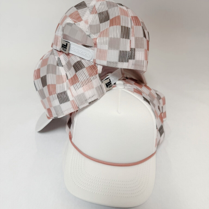 TRUCKER HAT BLANK - Neutral Multicolored Checkered