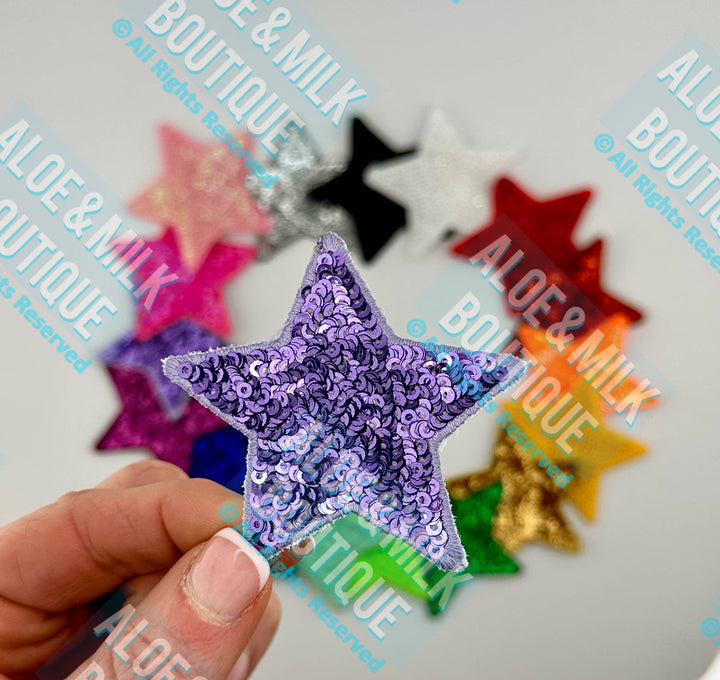 New Sequin Star Small, sequin star patch, cheer patch: Black