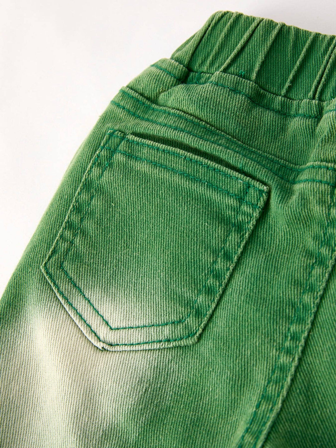 Green Flared Elastic Jeans-Girls