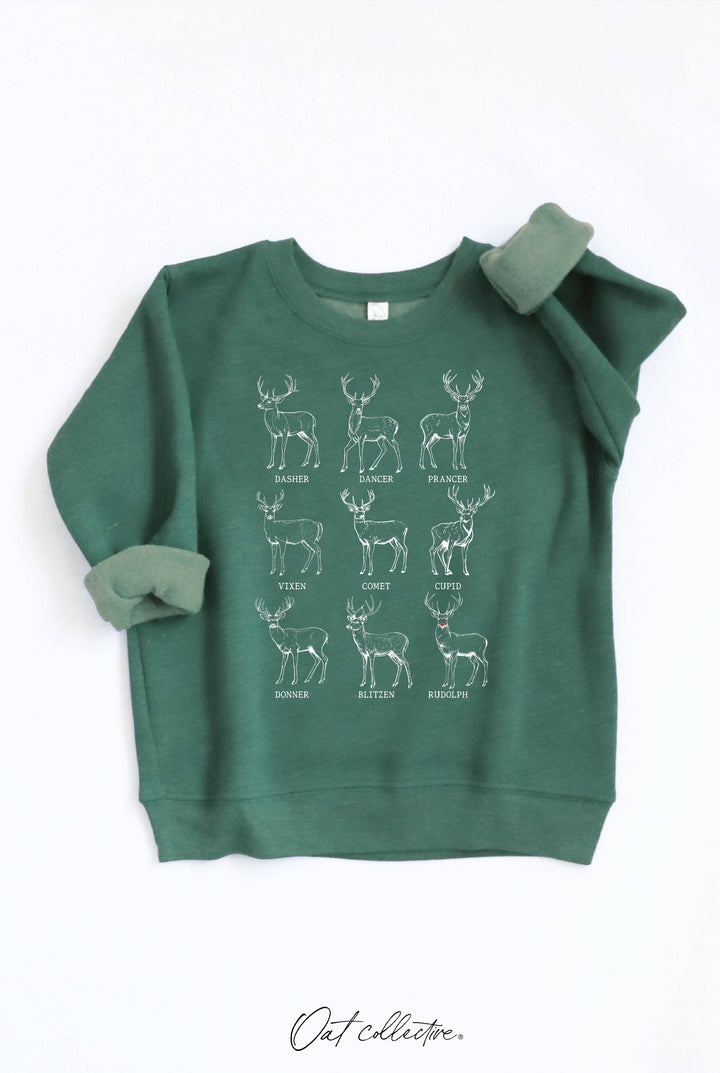 SANTA'S REINDEER Toddler Graphic Sweatshirt: HEATHER FOREST / 2T