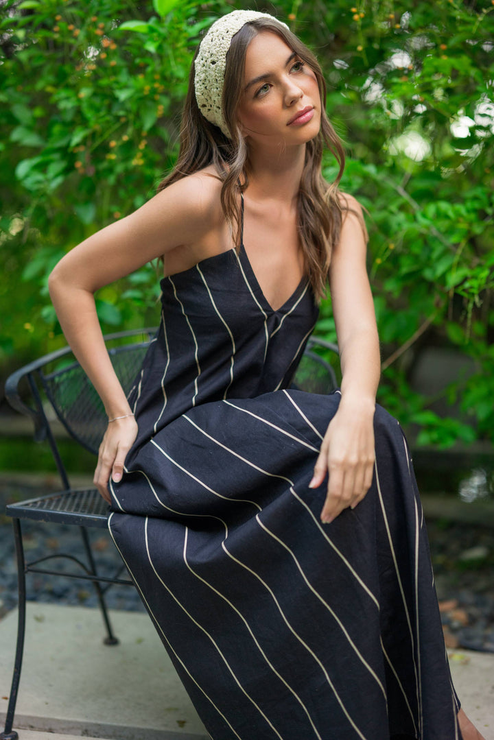 STRIPED PATTERN ASYMMETRICAL DRESS