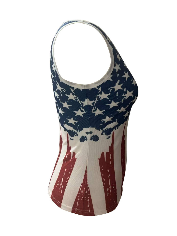 Casual American Flag Print Tank Top