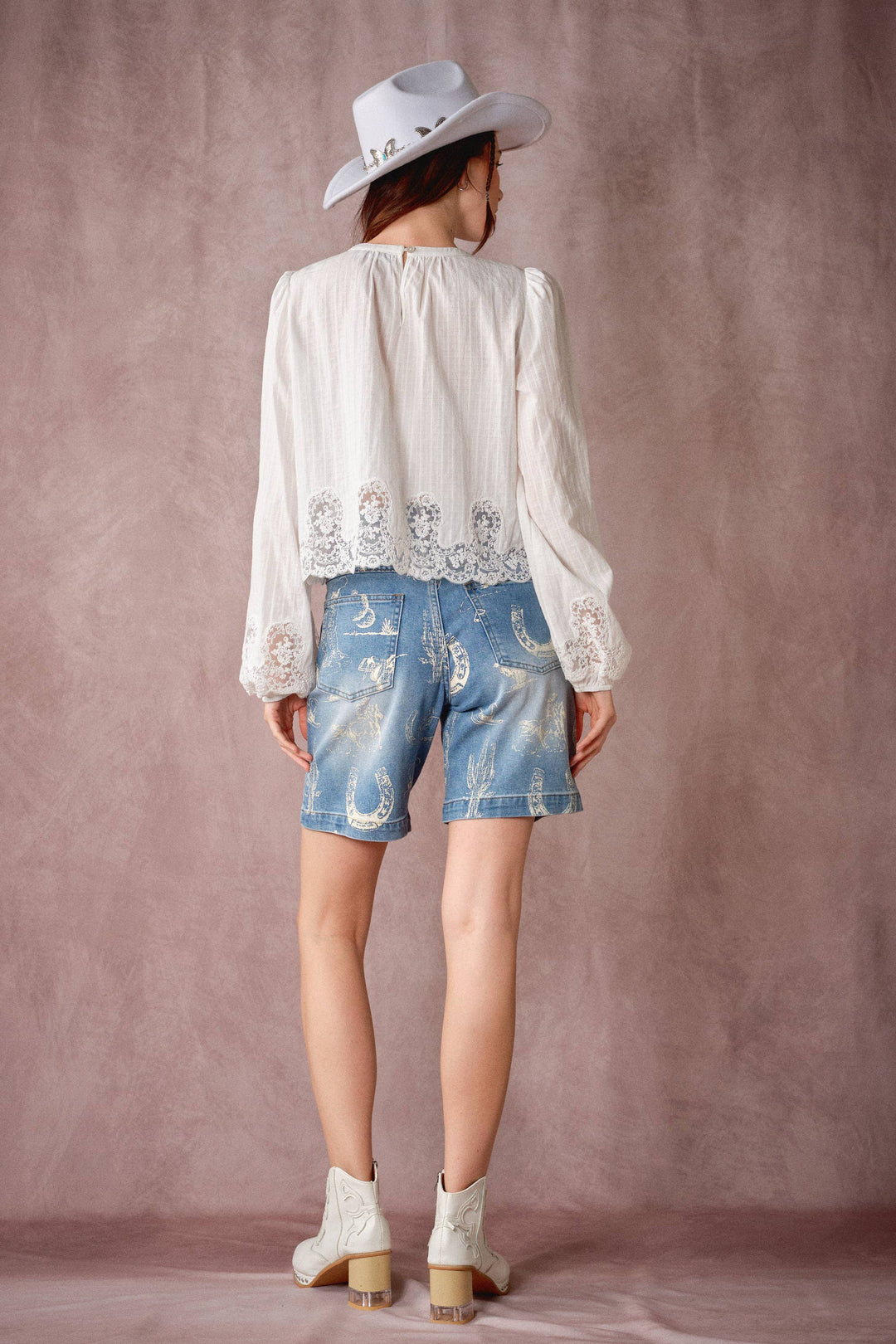 Western Print Bermuda Shorts