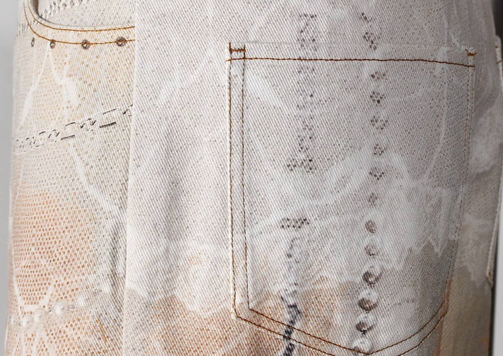 PT28 Retro Chain Print Loose Wide-Leg Dopamine Jeans: Color as pictures / English / L