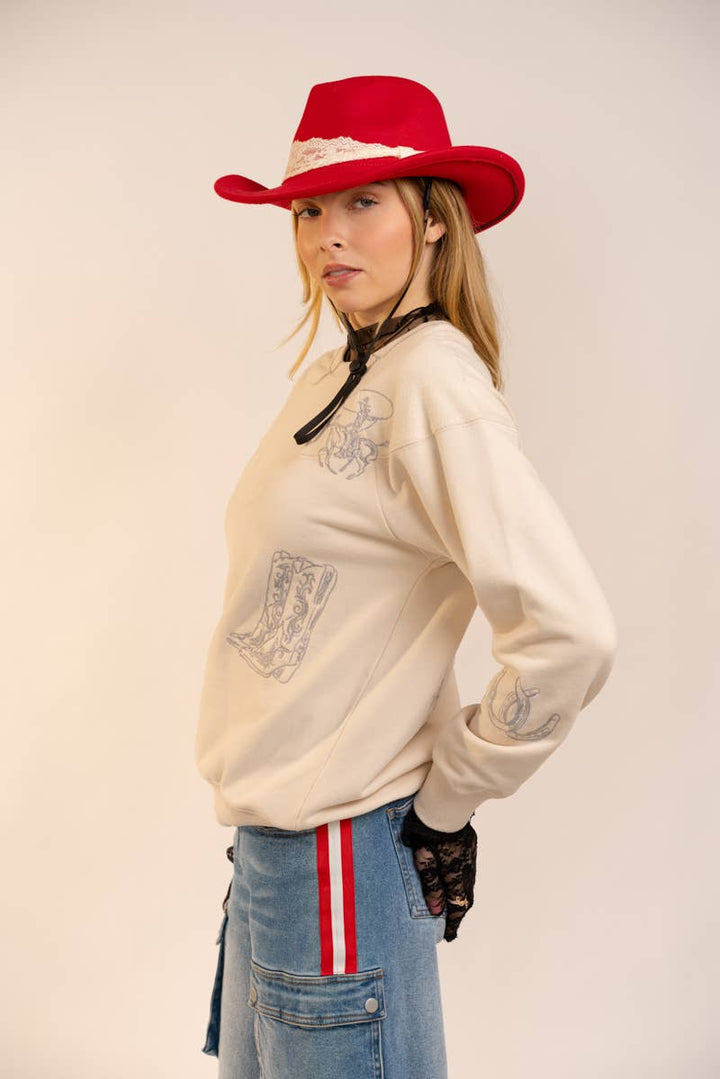 Western Yoke Cowboy Boots Sweatshirt