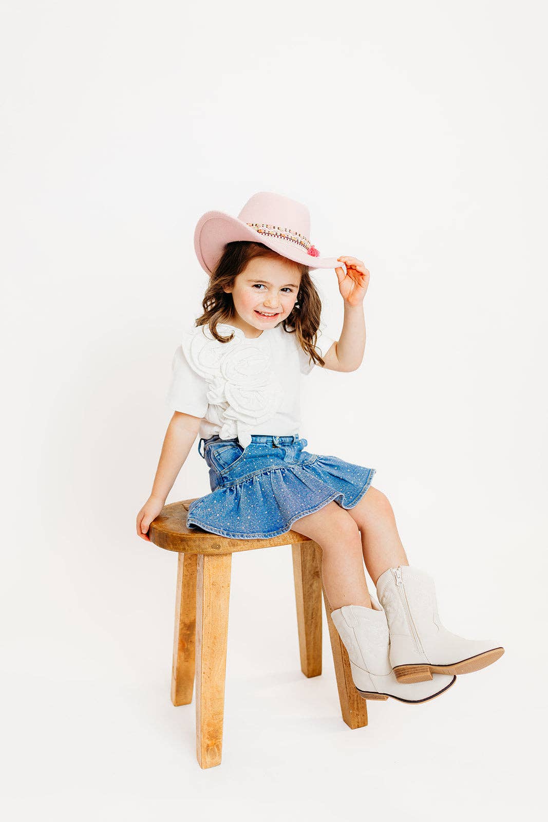 White Flower Ruffle Top