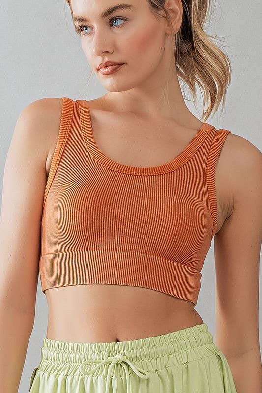 Mineral Wash Ribbed Scoop Neck Crop Tank Top: HAZEL / S-2/M-2/L-2