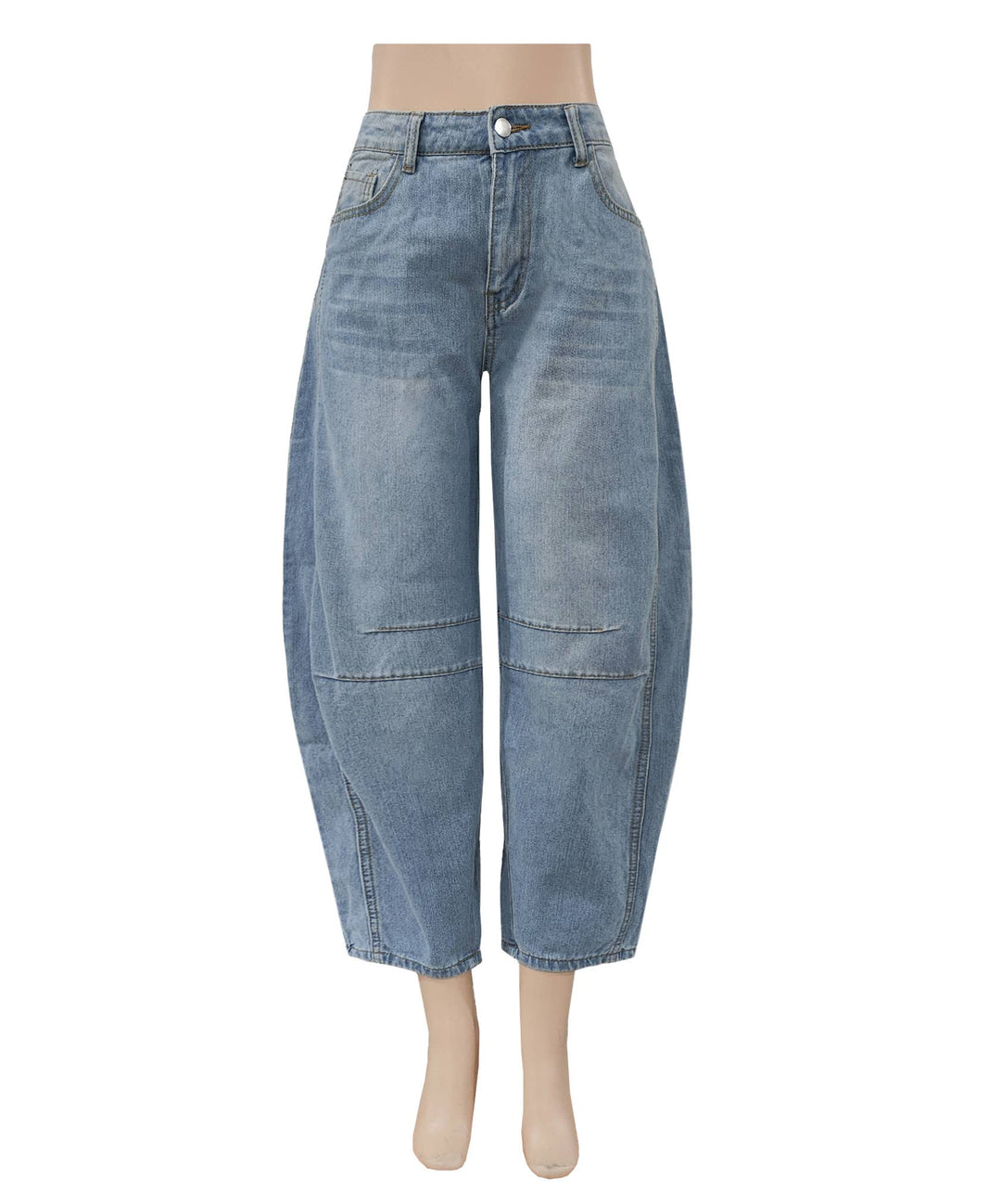 Slouchy Curved leg shape Barrel Jeans: Camel / L