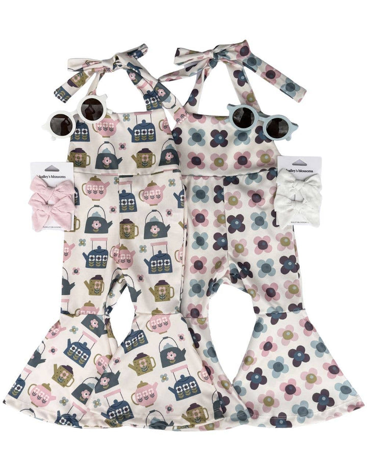 Andi Pleated Bell Bottom Jumpsuit Petal Patch Girls